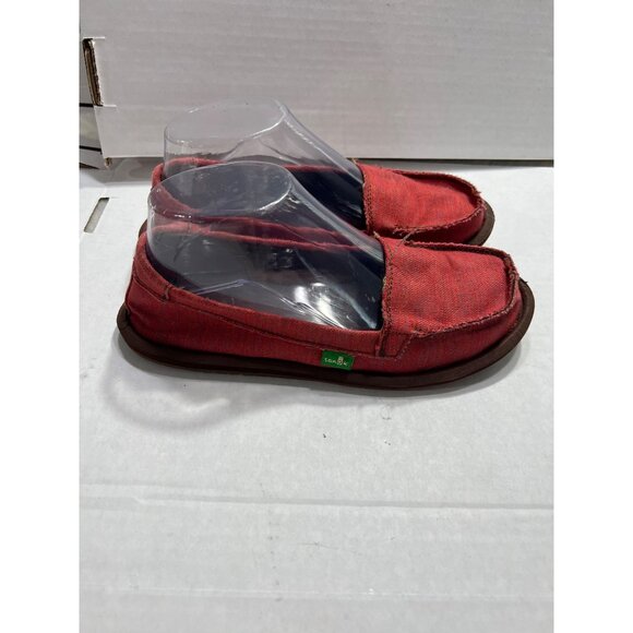 Sanuk womens Red Washed Canvas Loafers Size 6 - Picture 8 of 9